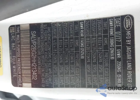 2017 Land Rover Range Rover Evoque Se/Se Premium z USA, uszkodzony, nr VIN SALVP2BG2HH213402